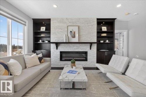 1380 Graydon Hill Way, Edmonton, AB - Indoor Photo Showing Living Room With Fireplace