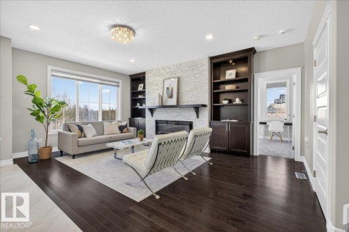 1380 Graydon Hill Way, Edmonton, AB - Indoor Photo Showing Living Room With Fireplace