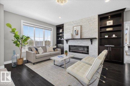 1380 Graydon Hill Way, Edmonton, AB - Indoor Photo Showing Living Room With Fireplace