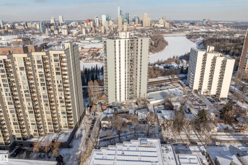 High-rise building with a light-colored facade and multiple balconies - 10124 88 Avenue, Edmonton, AB - Outdoor With View