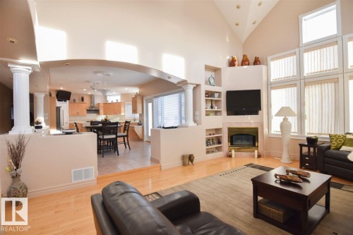 16115 57 Street, Edmonton, AB - Indoor Photo Showing Living Room With Fireplace