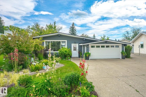 Mid-century modern style exterior with a deep gray siding and a white entry door - 10339 36A Avenue, Edmonton, AB - Outdoor