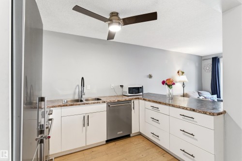 105 10230 120 Street Nw, Edmonton, AB - Indoor Photo Showing Kitchen With Stainless Steel Kitchen With Double Sink