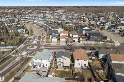 Aerial perspective showcasing a residential neighborhood with diverse housing styles - 992 Regency Drive, Sherwood Park, AB - Outdoor With View