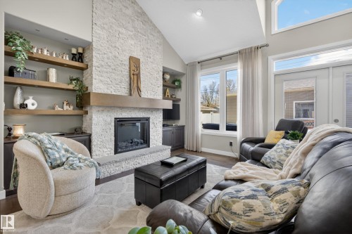9245 87 Street, Edmonton, AB - Indoor Photo Showing Living Room With Fireplace