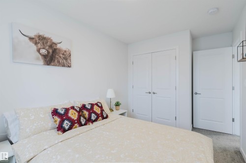 Clean white walls define this room featuring carpet flooring - 5237 Edgemont Boulevard, Edmonton, AB - Indoor Photo Showing Bedroom