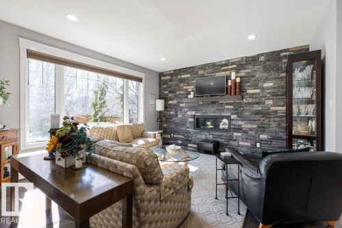 72 Enchanted Way N, St. Albert, AB - Indoor Photo Showing Living Room With Fireplace