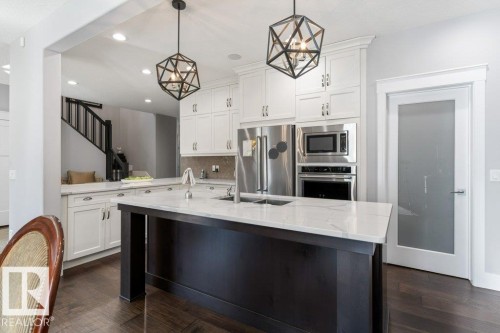 72 Enchanted Way N, St. Albert, AB - Indoor Photo Showing Kitchen With Double Sink With Upgraded Kitchen
