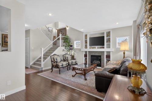 22030 95A Avenue, Edmonton, AB - Indoor Photo Showing Living Room With Fireplace