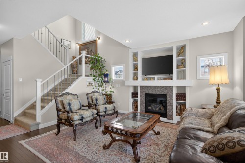 22030 95A Avenue, Edmonton, AB - Indoor Photo Showing Living Room With Fireplace