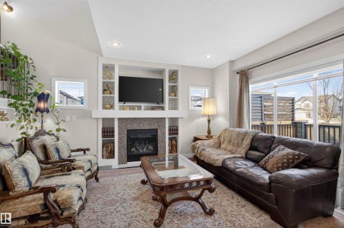22030 95A Avenue, Edmonton, AB - Indoor Photo Showing Living Room With Fireplace