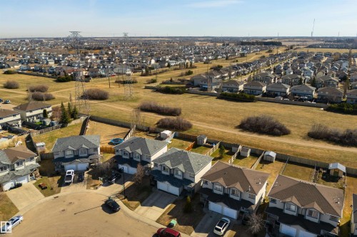 Residential street with multiple single-family homes, each featuring a two-car garage, multiple windows, and a fenced backyard - 2923 30 Street, Edmonton, AB - Outdoor With View