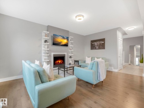 3613 Cherry Link Link, Edmonton, AB - Indoor Photo Showing Living Room With Fireplace