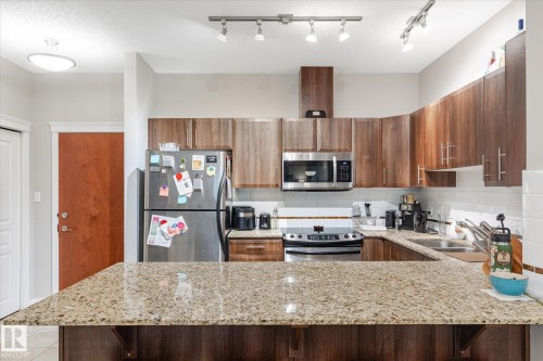 105 10333 112 Street, Edmonton, AB - Indoor Photo Showing Kitchen With Double Sink With Upgraded Kitchen