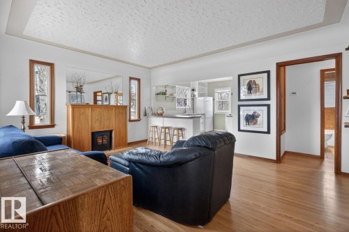 12130 60 Street, Edmonton, AB - Indoor Photo Showing Living Room With Fireplace
