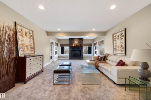 2464 Cameron Ravine Drive, Edmonton, AB - Indoor Photo Showing Living Room With Fireplace