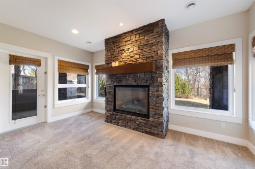 2464 Cameron Ravine Drive, Edmonton, AB - Indoor Photo Showing Living Room With Fireplace