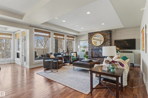 2464 Cameron Ravine Drive, Edmonton, AB - Indoor Photo Showing Living Room With Fireplace