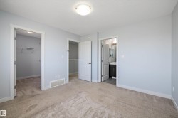 Carpeted room featuring a ceiling-mounted light fixture, white baseboards, and light blue wall paint - 