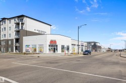Modern commercial building with a clean white facade - 