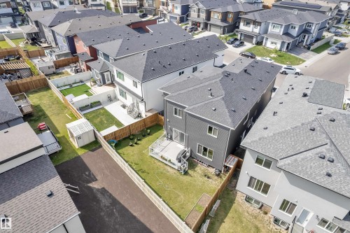 Aerial perspective showcasing a residential community with contemporary homes - 1809 18A Avenue, Edmonton, AB - Outdoor With View