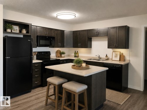 # B103 6120 Stanton Drive, Edmonton, AB - Indoor Photo Showing Kitchen With Double Sink