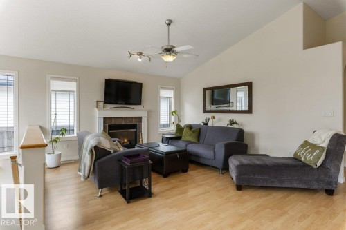 94 Eastgate Way, St. Albert, AB - Indoor Photo Showing Living Room With Fireplace