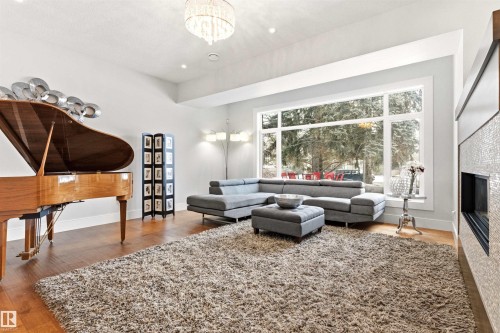 12420 Grand View Drive, Edmonton, AB - Indoor Photo Showing Living Room With Fireplace