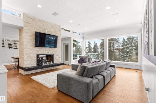 12420 Grand View Drive, Edmonton, AB - Indoor Photo Showing Living Room With Fireplace