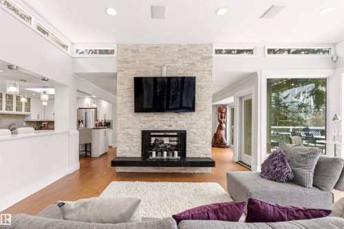 12420 Grand View Drive, Edmonton, AB - Indoor Photo Showing Living Room With Fireplace