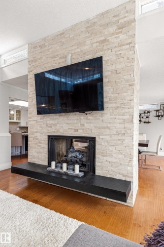 12420 Grand View Drive, Edmonton, AB - Indoor Photo Showing Living Room With Fireplace
