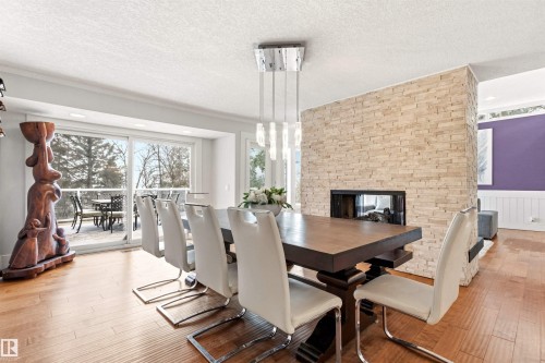12420 Grand View Drive, Edmonton, AB - Indoor Photo Showing Dining Room With Fireplace