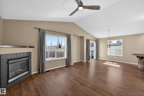 3779 18 Street, Edmonton, AB - Indoor Photo Showing Living Room With Fireplace