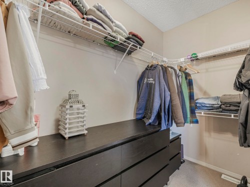 Well-appointed closet featuring wire shelving, hanging rods, and a dark-toned dresser for storage - 21360 88 Avenue, Edmonton, AB - Indoor With Storage
