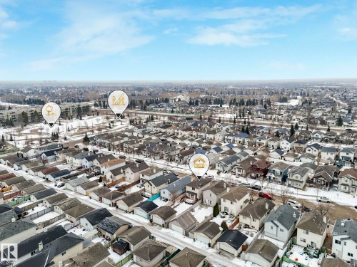 Aerial view of the residential area, showcasing a variety of homes with different roof colors and styles - 21360 88 Avenue, Edmonton, AB - Outdoor With View