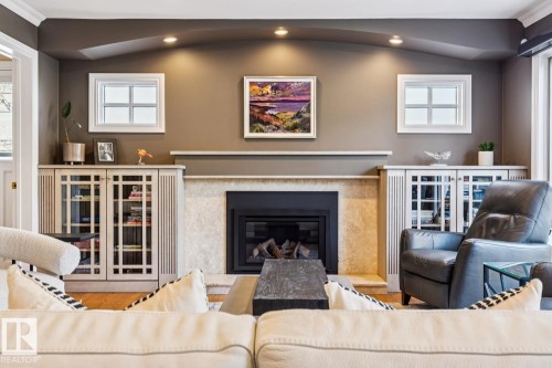 701 Romaniuk Road, Edmonton, AB - Indoor Photo Showing Living Room With Fireplace