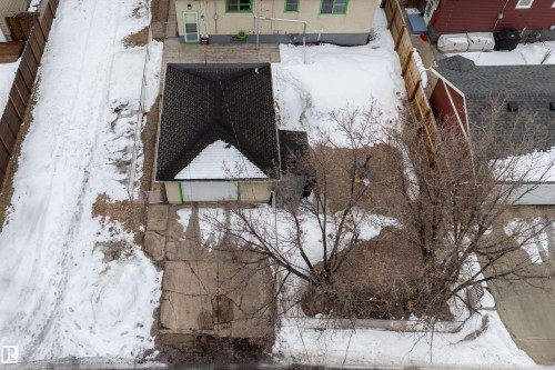 This property features an asphalt shingle roof, a paved driveway, and established trees - 7720 85 Avenue, Edmonton, AB - Outdoor