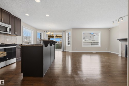 20813 96A Avenue, Edmonton, AB - Indoor Photo Showing Kitchen With Fireplace