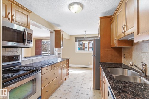 204 10720 84 Avenue, Edmonton, AB - Indoor Photo Showing Kitchen With Double Sink