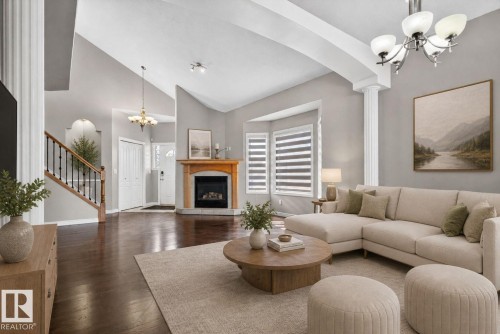 15913 78 Street, Edmonton, AB - Indoor Photo Showing Living Room With Fireplace