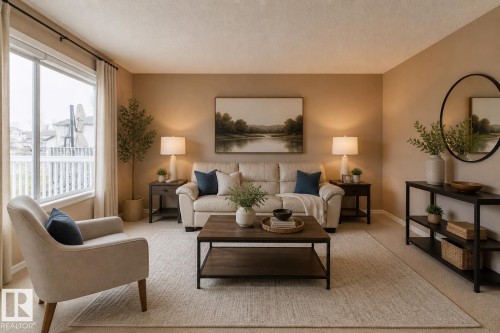 Is virtually staged. - 8706 175 Avenue, Edmonton, AB - Indoor Photo Showing Living Room