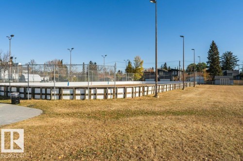 Outdoor rink with perimeter fencing and multiple overhead light fixtures - 204 10126 144 Street, Edmonton, AB - Outdoor