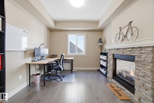 2133 Blue Jay Point(E), Edmonton, AB - Indoor Photo Showing Office With Fireplace