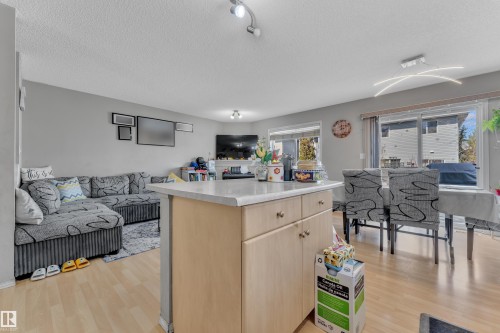 Open-concept living area featuring light wood-finish flooring - 64 4350 23 Street, Edmonton, AB - Indoor