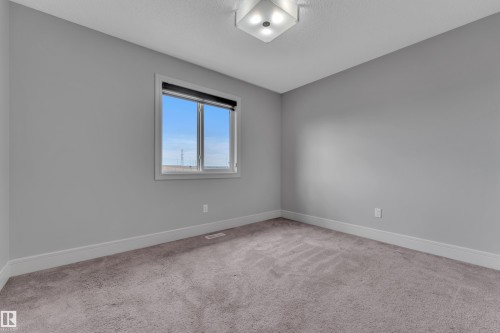 Room featuring soft gray carpeting, a window with a white frame, and a flush-mount ceiling light fixture - 3363 13 Avenue, Edmonton, AB - Indoor Photo Showing Other Room