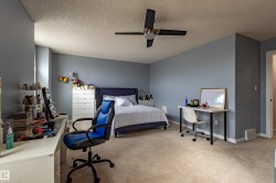 Spacious room featuring neutral carpeting, light blue walls, and a textured ceiling - 