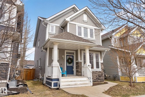 Two-story residence featuring grey siding and white trim - 6912 22 Avenue, Edmonton, AB - Outdoor With Facade