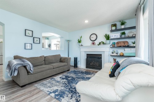 12204 18 Avenue, Edmonton, AB - Indoor Photo Showing Living Room With Fireplace
