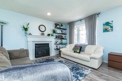 12204 18 Avenue, Edmonton, AB - Indoor Photo Showing Living Room With Fireplace