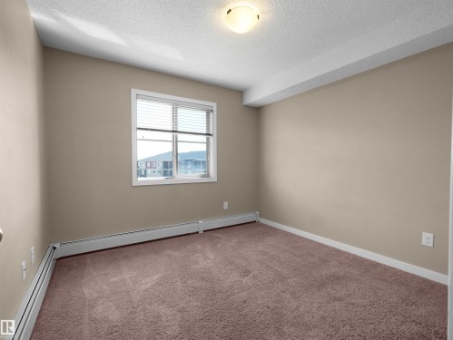 Neutral-toned interior with plush carpeting, natural light from the window, and baseboard heating - 417 1060 Mcconachie Boulevard, Edmonton, AB - Indoor Photo Showing Other Room